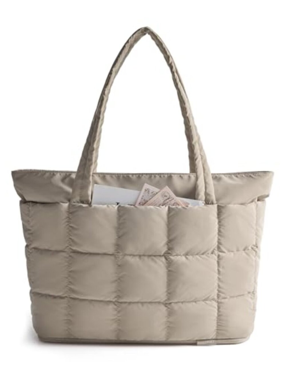 Quilted Puffer Tote Bag Expandable 22L-28L Water Resistant Travel Gym